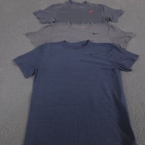 LOT OF 3 Nike Shirt Mens Large Gray Blue Dri-FIT Fitness Breathe Training Tee